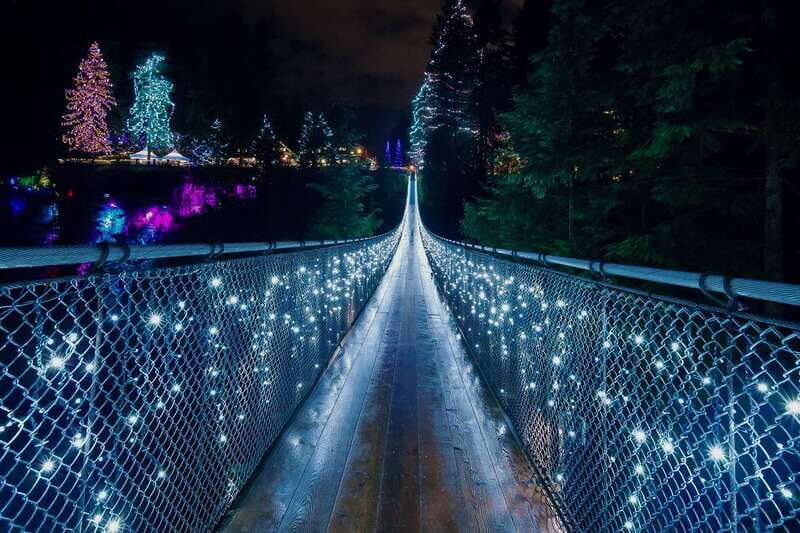 Vancouver and Capilano Suspension Bridge Canyon Lights - Pickup in Downtown and a Comfortable Coach Ride